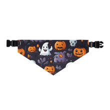 DistinctInk Adjustable Pet Banana Collar with Spooky Bat-o-lanterns Design for Halloween