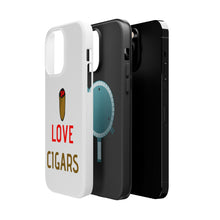 DistinctInk ToughCase for Apple iPhone, Compatible with MagSafe Charging - I Love Cigars