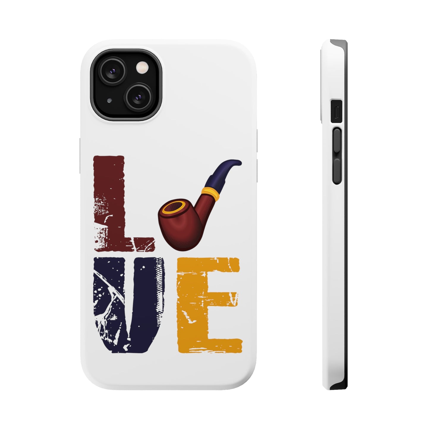 DistinctInk ToughCase for Apple iPhone, Compatible with MagSafe Charging - Love Pipe Smoking