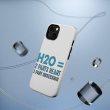 DistinctInk ToughCase for Apple iPhone, Compatible with MagSafe Charging - H20 = 2 Parts Heart 1 Part Obsession