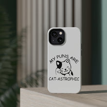 DistinctInk ToughCase for Apple iPhone, Compatible with MagSafe Charging - My Puns Are Cat-Astrophic