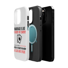 DistinctInk ToughCase for Apple iPhone, Compatible with MagSafe Charging - Marriage is Like a Deck of Cards