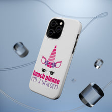 DistinctInk ToughCase for Apple iPhone, Compatible with MagSafe Charging - Beach Please I'm a Unicorn