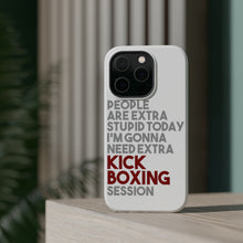 DistinctInk ToughCase for Apple iPhone, Compatible with MagSafe Charging - People Are Stupid Need Extra Kick Boxing