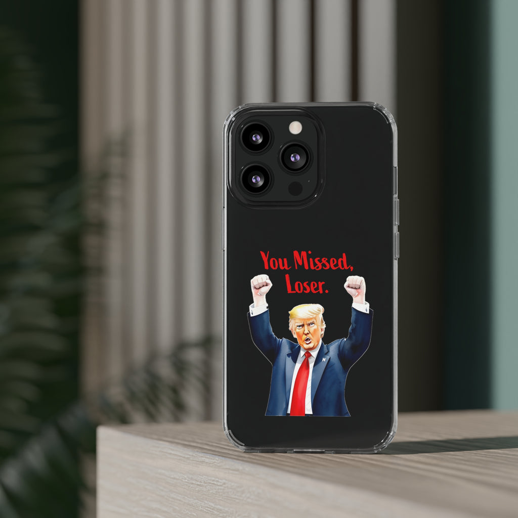 Clear Case for Apple iPhone or Samsung Galaxy - Trump "You Missed, Loser" Cartoon Design, view 31