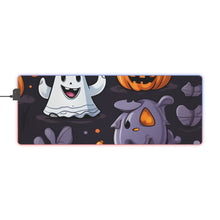 DistinctInk LED Gaming Mouse Pad with Spooky Bat-o-lanterns Design for Halloween