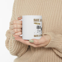 DistinctInk Glossy White Coffee / Tea Mug - Save a Drum, Bang a Drummer