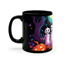 DistinctInk Black Coffee Mug - Exploring the Unknown for Halloween LGBTQ+ Pride