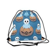 DistinctInk Drawstring Bag / Backpack with Ghost Skeleton Pumpkin Pattern Design for Halloween