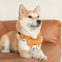 DistinctInk Adjustable Pet Banana Collar with Ghastly Skeleton Pumpkin adorned Design for Halloween