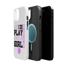 DistinctInk ToughCase for Apple iPhone, Compatible with MagSafe Charging - Volleyball Yes I Do Play Like a Girl