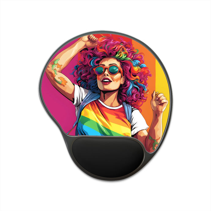 DistinctInk Mouse Pad with Wrist Rest  with Leading a New Path Design for LGBTQ+ Pride