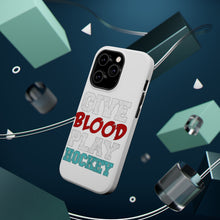 DistinctInk ToughCase for Apple iPhone, Compatible with MagSafe Charging - Give Blood Play Hockey