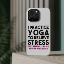 DistinctInk ToughCase for Apple iPhone, Compatible with MagSafe Charging - I Practice Yoga to Relieve Stress Drink Wine