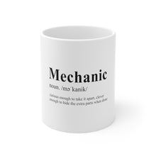 DistinctInk Glossy White Coffee / Tea Mug - Mechanic Definition Hide the Extra Parts