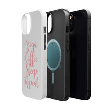 DistinctInk ToughCase for Apple iPhone, Compatible with MagSafe Charging - Yoga Coffee Sleep Repeat