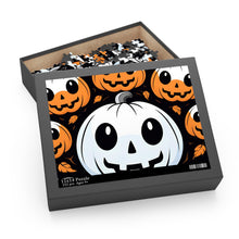 DistinctInk Jigsaw Puzzle with Ghost Skeleton Cartoon Pumpkin Design for Halloween