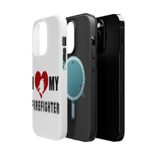 DistinctInk ToughCase for Apple iPhone, Compatible with MagSafe Charging - I Heart My Firefighter