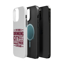 DistinctInk ToughCase for Apple iPhone, Compatible with MagSafe Charging - Cleveland Drinking City Sports Problem