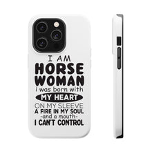 DistinctInk ToughCase for Apple iPhone, Compatible with MagSafe Charging - I Am A Horse Woman - Can't Control