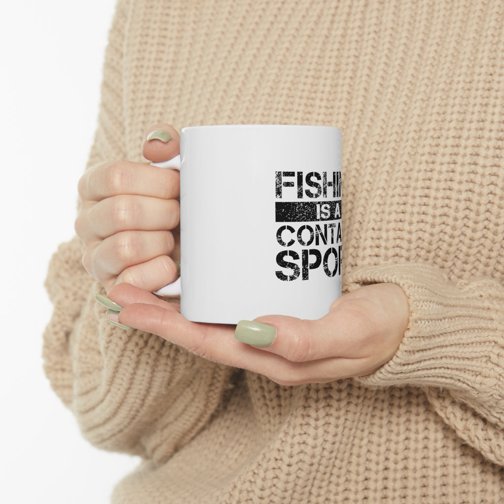 Glossy White Coffee / Tea Mug - Fishing is a Contact Sport, view 10