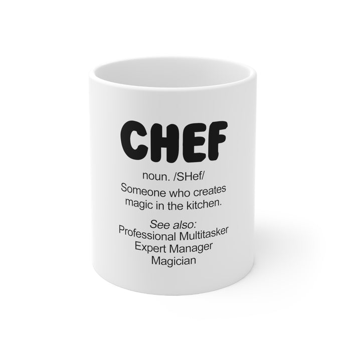DistinctInk Glossy White Coffee / Tea Mug - Chef Definition - Magic in the Kitchen