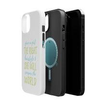 DistinctInk ToughCase for Apple iPhone, Compatible with MagSafe Charging - Girls With Right Hairstyle Will Conquer the World