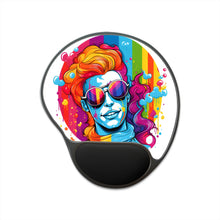 DistinctInk Mouse Pad with Wrist Rest  with Leading with Courage and Grace Design for LGBTQ+ Pride