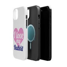 DistinctInk ToughCase for Apple iPhone, Compatible with MagSafe Charging - I Love My Rabbit