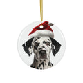 Hanging Ceramic Christmas Tree Ornament with Gold String - Dalmatian Design