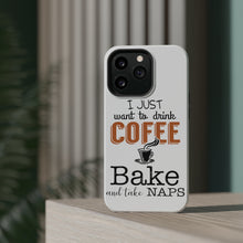 DistinctInk ToughCase for Apple iPhone, Compatible with MagSafe Charging - Just Want to Drink Coffee Bake Take Naps