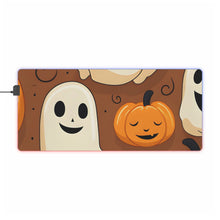 DistinctInk LED Gaming Mouse Pad with "Boo-ttifull Skeleton Cartoon Pattern Pumpkin" Design for Halloween
