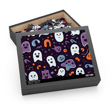 DistinctInk Jigsaw Puzzle with Skeletal Ghostly Pumpkins Design for Halloween