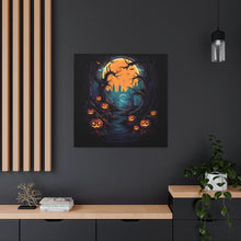 DistinctInk Canvas Wall Art with Haunted Evening Nightmare for Halloween