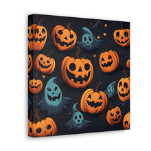 DistinctInk Canvas Wall Art with Nightly Fright of Bats and Ghouls for Halloween