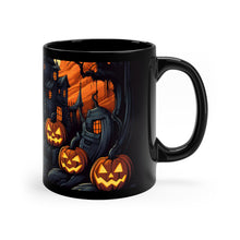 DistinctInk Black Coffee Mug - Darkness Falls on Halloween for Halloween