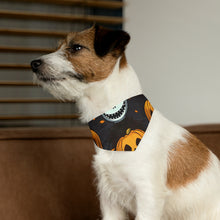 DistinctInk Adjustable Pet Banana Collar with Ghastly Skeleton Pumpkins Design for Halloween