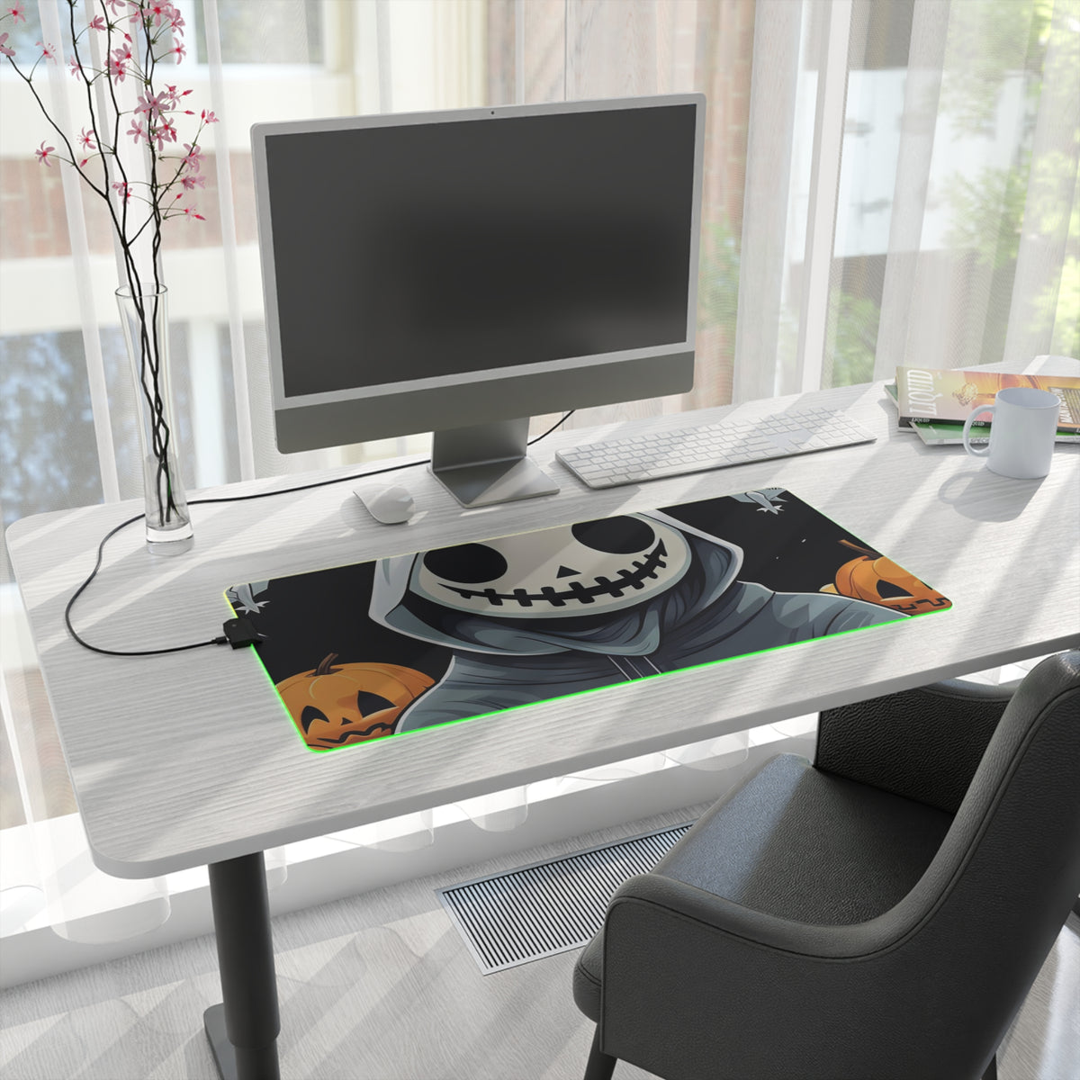 LED Gaming Mouse Pad with Skeleton Ghost and Pumpkin Design for Halloween, view 16