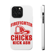 DistinctInk ToughCase for Apple iPhone, Compatible with MagSafe Charging - Firefighter Chicks Kick ASH