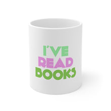 DistinctInk Glossy White Coffee / Tea Mug - I've Read Books - Pink Green