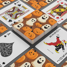 DistinctInk Playing Poker Cards with "Boo-ttifull Skeleton Cartoon Pattern Pumpkin" Design for Halloween
