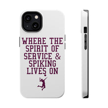 DistinctInk ToughCase for Apple iPhone, Compatible with MagSafe Charging - Spirit of Service & Spiking Lives On Tennis