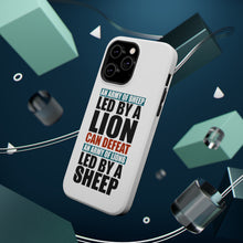 DistinctInk ToughCase for Apple iPhone, Compatible with MagSafe Charging - Sheep Led By Lion Defeat Lions Led By Sheep