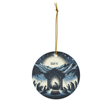 DistinctInk Hanging Ceramic Christmas Tree Ornament Charm with Gold String - Great Gift/Present - 2 3/4 inch Diameter - Isaiah 9:6 - Child is Born, Prince of Peace