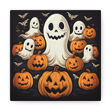 DistinctInk Canvas Wall Art with Haunted Skeleton Jack-O-Lantern for Halloween