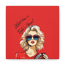 DistinctInk Canvas Wall Art with What Time Is Taylor's Game? design