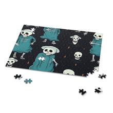 DistinctInk Jigsaw Puzzle with Haunted Skeleton Crew Design for Halloween