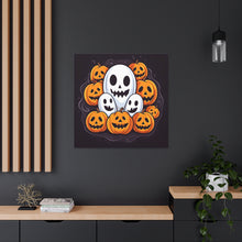 DistinctInk Canvas Wall Art with Skele-Pumpkin Ghost Pattern for Halloween
