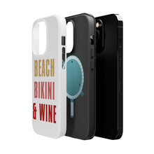 DistinctInk ToughCase for Apple iPhone, Compatible with MagSafe Charging - Beach Bikini & Wine