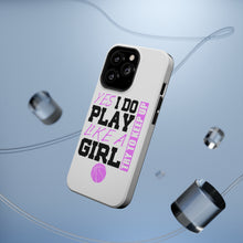 DistinctInk ToughCase for Apple iPhone, Compatible with MagSafe Charging - Volleyball Yes I Do Play Like a Girl
